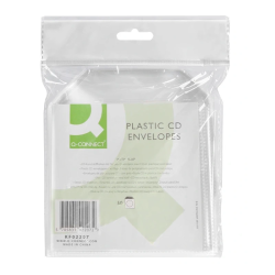 Envelopes Plásticos para CD / DVD Q-Connect em Polipropileno (Pack 50 Unidades)