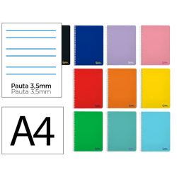 Caderno Espiral A4 Smart de duas linhas 80 Folhas 75g Cores Sortidas