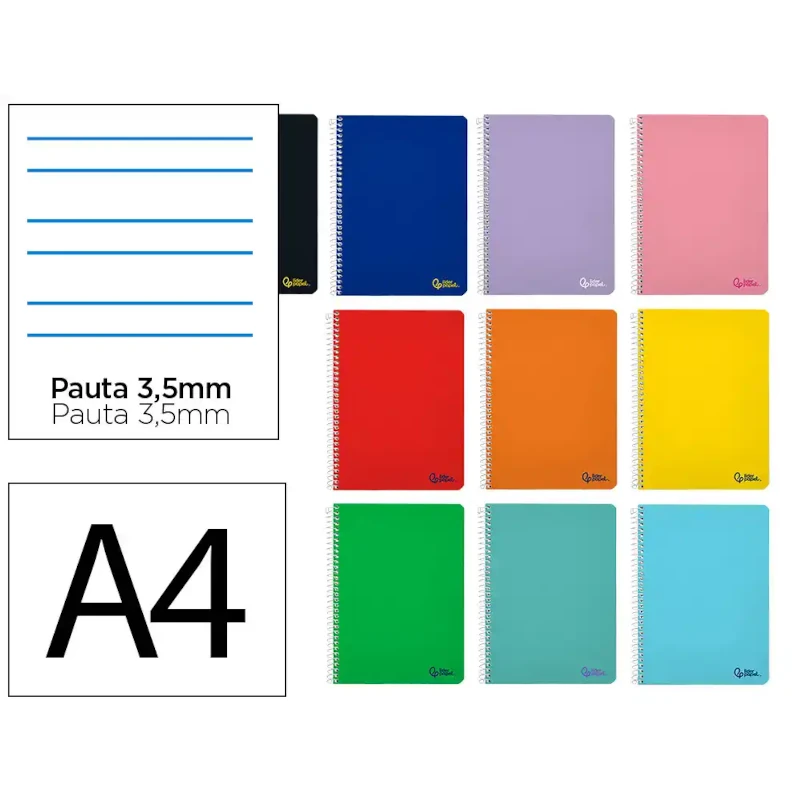 Caderno Espiral A4 Smart de duas linhas 80 Folhas 75g Cores Sortidas
