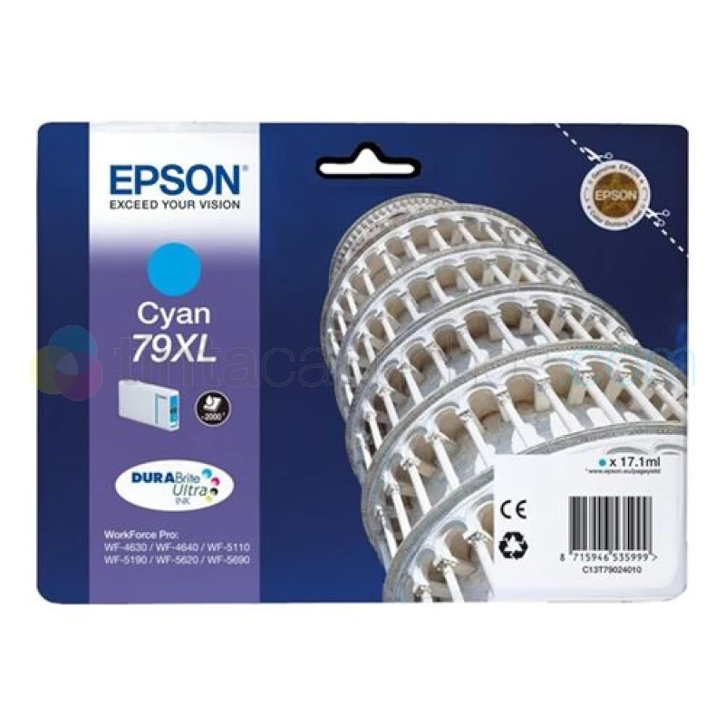 Tinteiro Original Epson 79XL Ciano (Azul) de Alto Rendimento (C13T79024010) 17.1ml