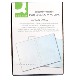 Capas Transparentes Porta-Documentos Duplo Fólio Q-Connect em PVC 180 Microns (330x470 mm)