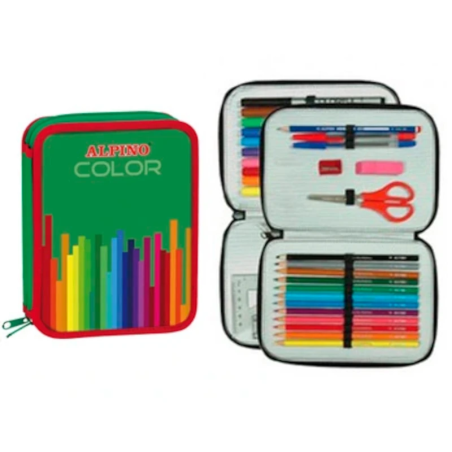 Estojo Escolar Guarnecido Alpino Color com Fecho Duplo