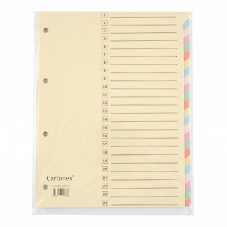 Separadores em Cartolina A4 com 24 Posições (180 g/m²)