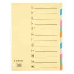Separadores em Cartolina A4 com 12 Posições (180 g/m²)