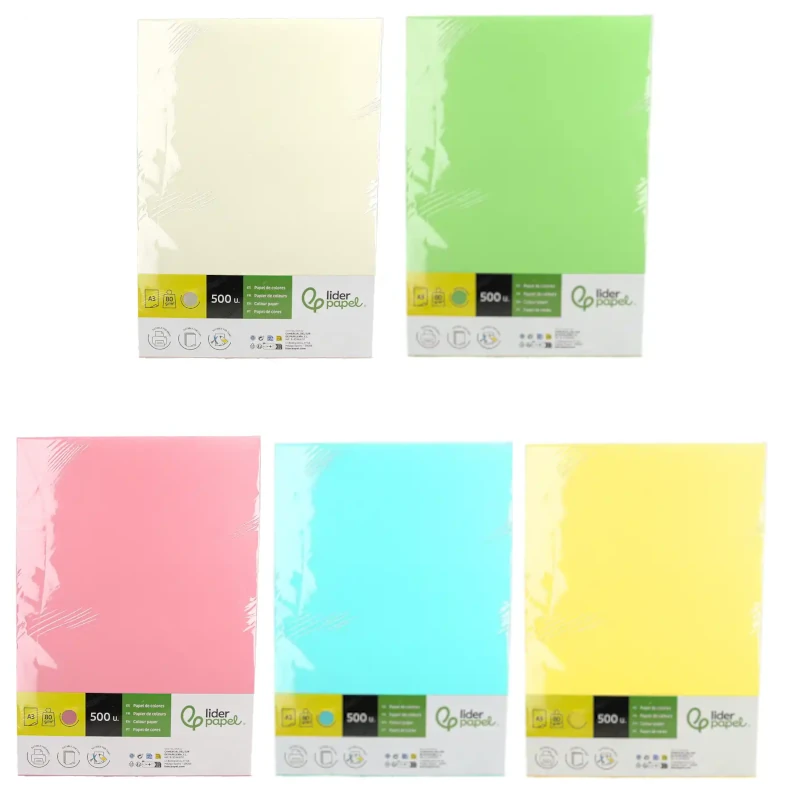 Papel A3 Colorido 80 g/m² LIDERPAPEL – Cores Suaves