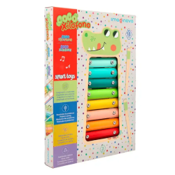 Xilofone infantil de madeira Crocodilo Imaginovo com 8 lâminas coloridas