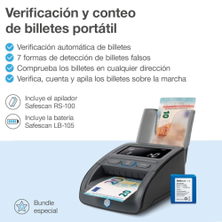 Detetor de Notas Falsas Safescan 155-S Complete com Contador e Bateria