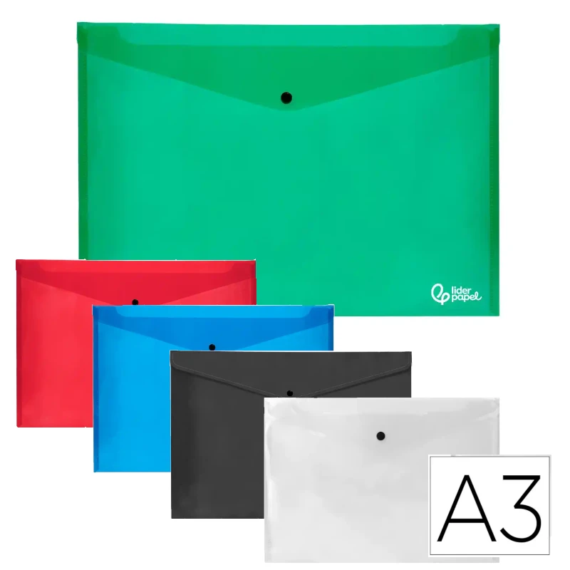 Envelopes plásticos A3 coloridos