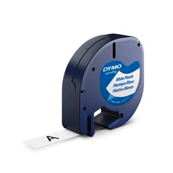 Fita Dymo Letratag 12mmx4mt -preto sobre plástico branco
