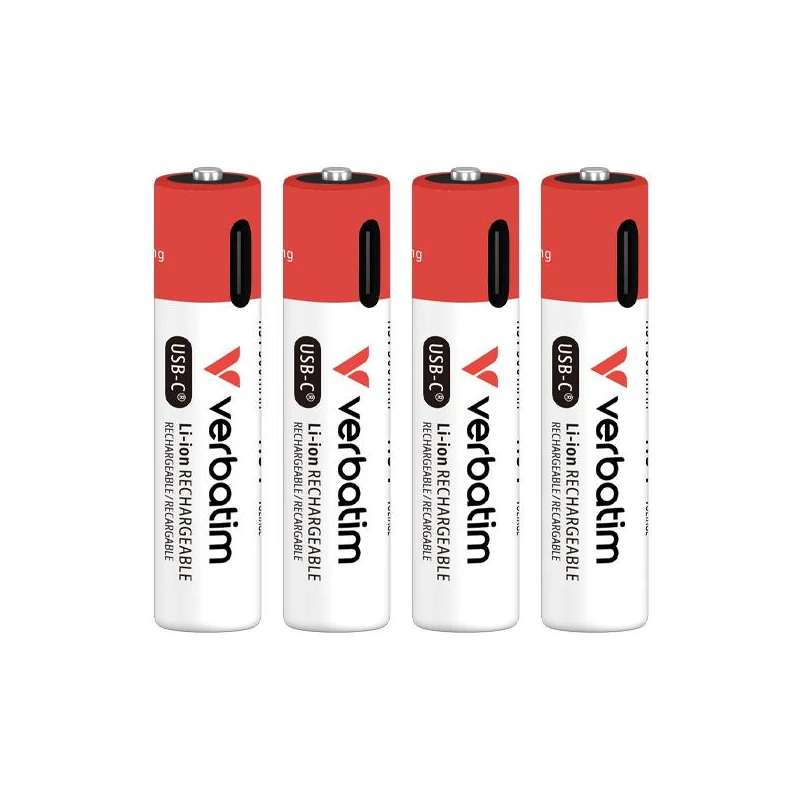 Pack 4 pilhas recarregáveis AAA USB-C Verbatim 1,5V