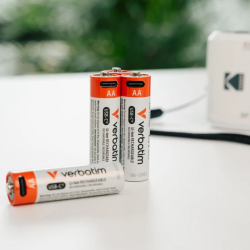 Pilhas AA recarregáveis USB-C Verbatim 2100mAh