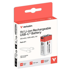 Embalagem pilha recarregável 9V USB-C Verbatim 335mAh