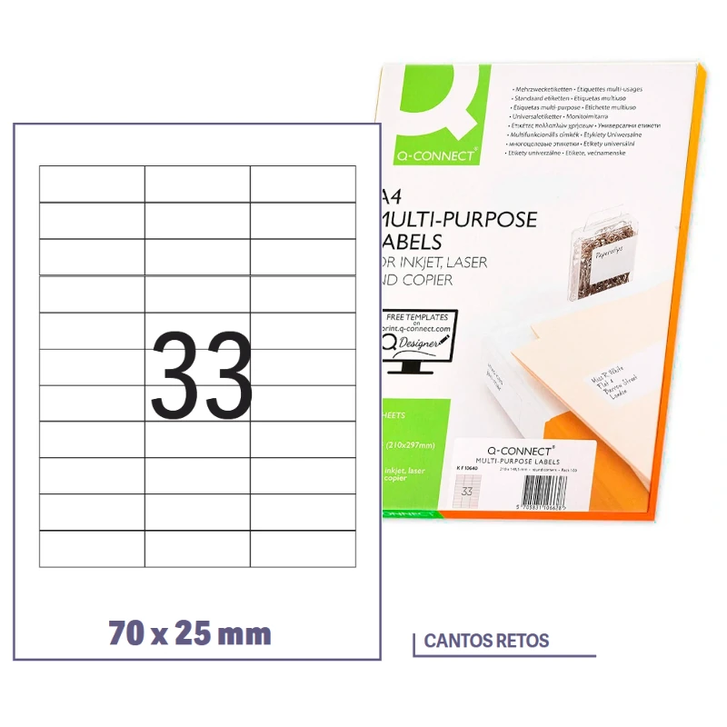 Etiquetas adesivas 70x25mm