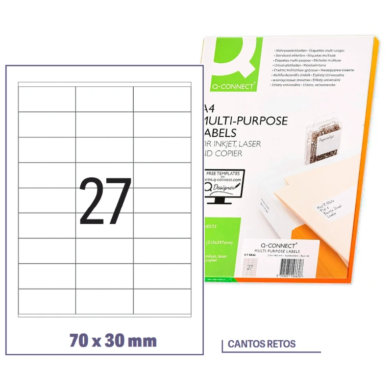 Etiquetas adesivas 70x30mm (Cx 100fls)