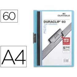 Bolsas dossier azuis claras com clip lateral para 60 folhas