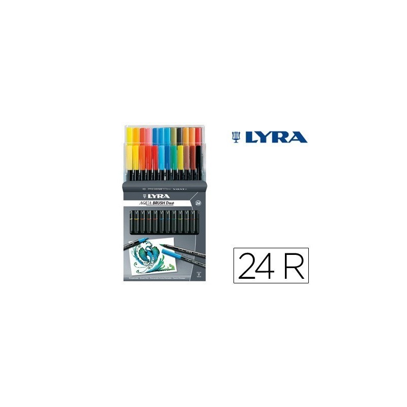 Marcadores pincel Lyra Aqua Brush Duo com 24 cores