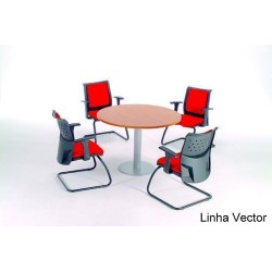 Mesa de Reunião Redonda Ø110cm com Pé Central | Risco de Lápis