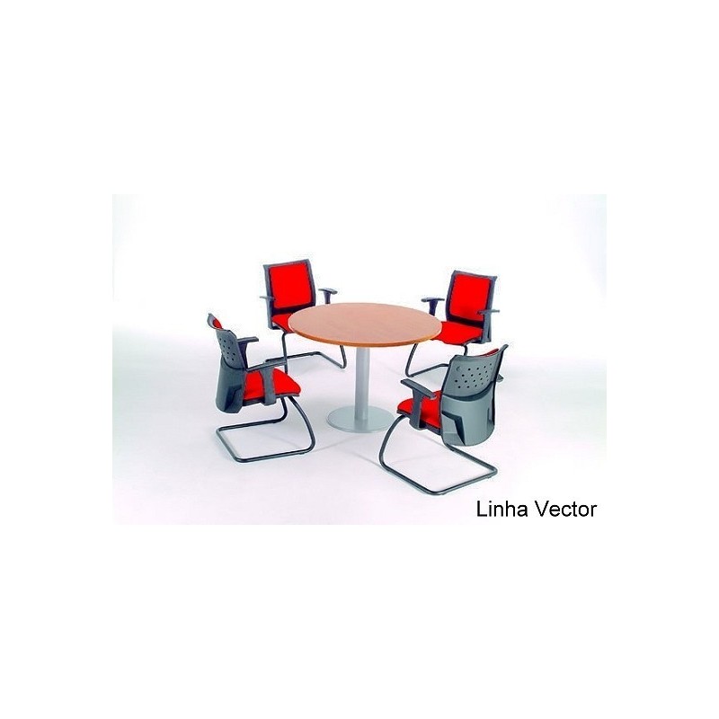 Mesa de Reunião Redonda Ø110cm com Pé Central | Risco de Lápis