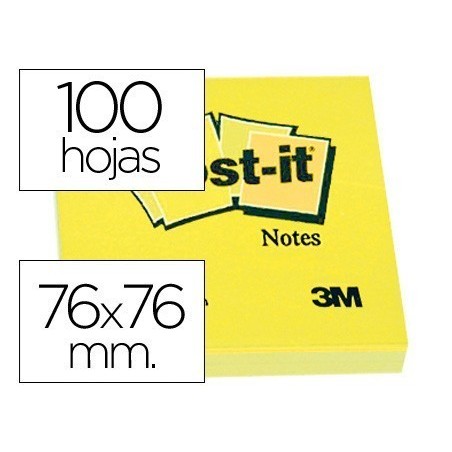 Blocos de notas adesivas Post-It 76x76mm amarelos
