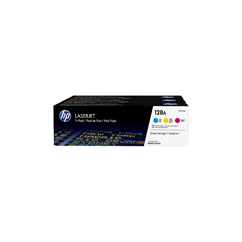 Conjunto triplo de toner HP 128A (CF371AM) azul, amarelo e magenta