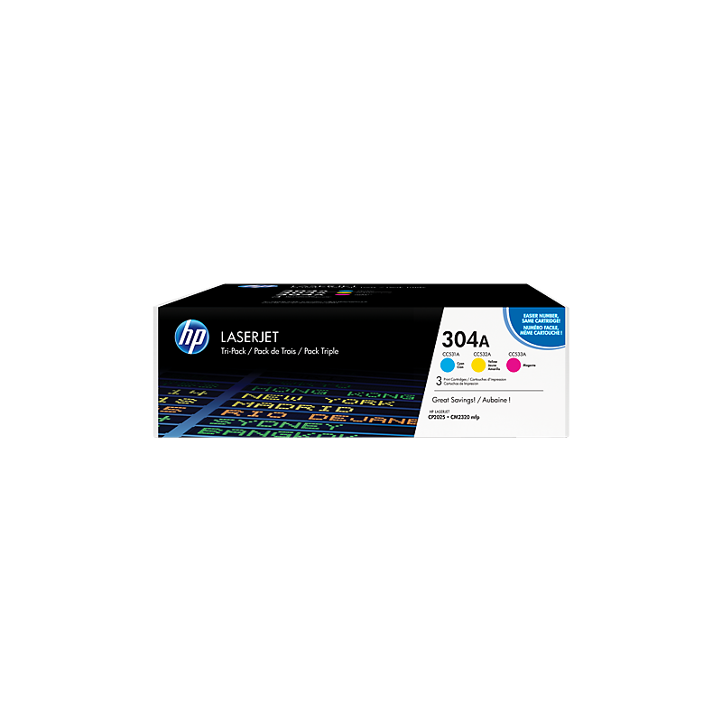 Conjunto Triplo de toner HP 304A - magenta+azul+amarelo (CF372AM)