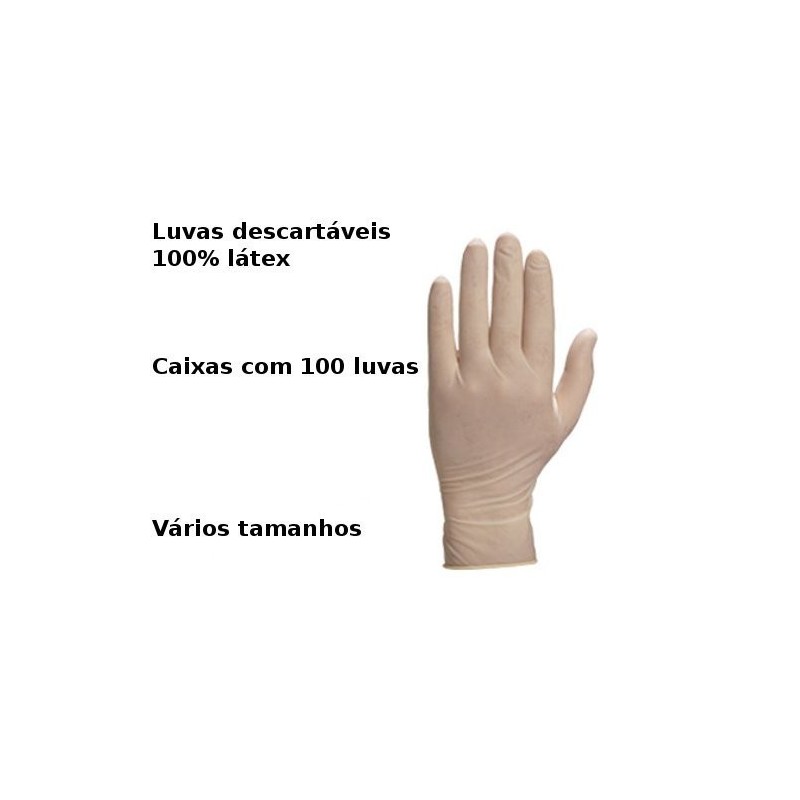 Luvas descartáveis em látex