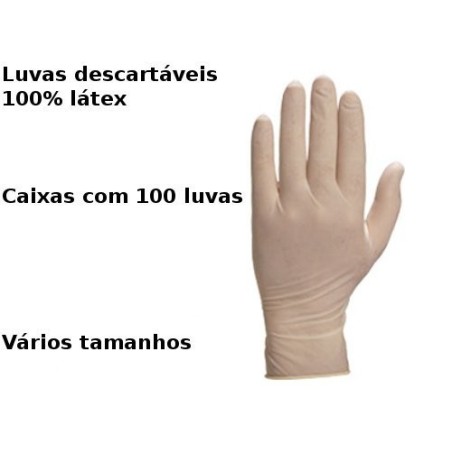 Luvas descartáveis em látex