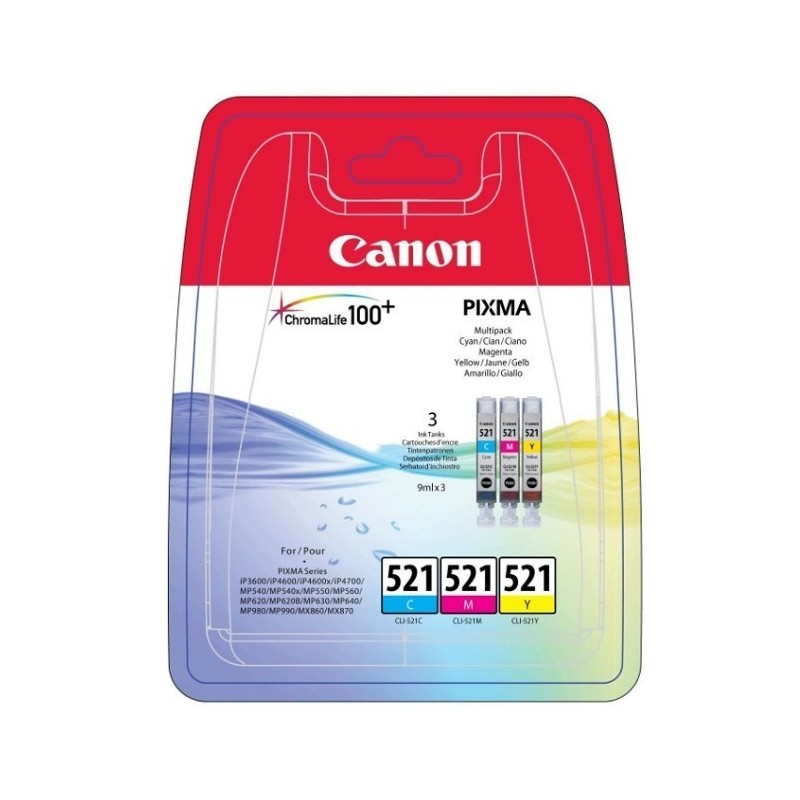 Tinteiros Canon CLI521CMY (pack com as 3 cores)