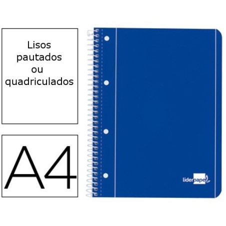 Cadernos A4 espiral de capa azul