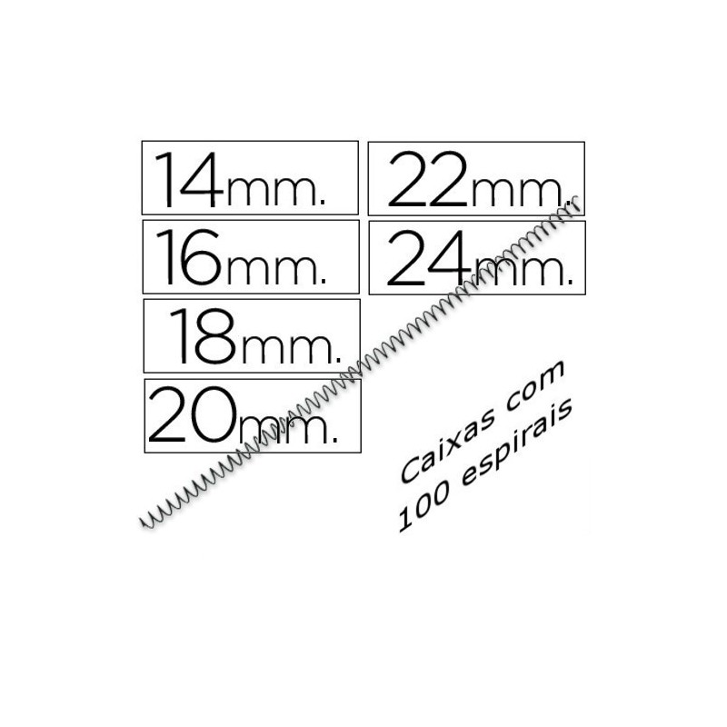 Espirais metálicas pretas passo 5:1 diâmetros 14mm a 24mm