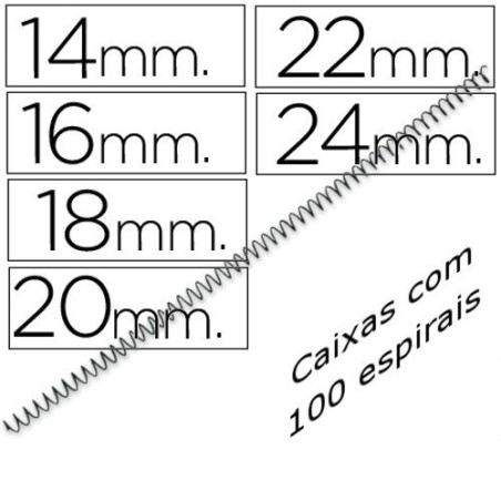 Espirais metálicas pretas passo 5:1 diâmetros 14mm a 24mm