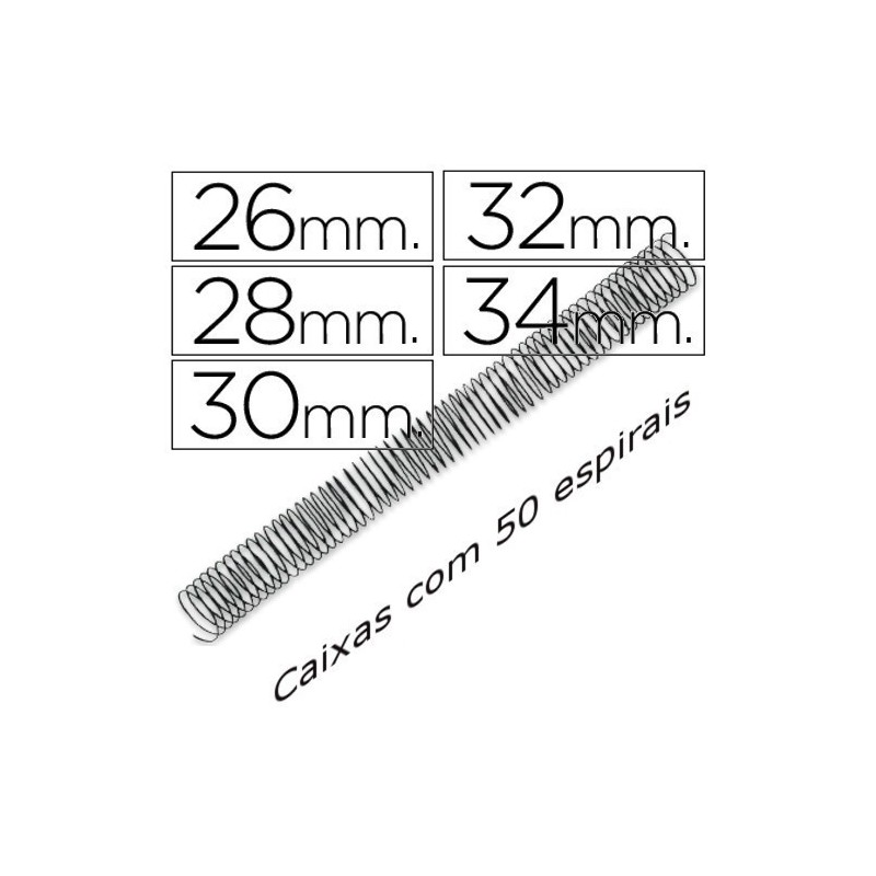 Espirais metálicas pretas passo 5:1 diâmetros 26mm a 34mm
