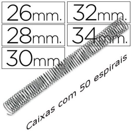 Espirais metálicas pretas passo 5:1 diâmetros 26mm a 34mm