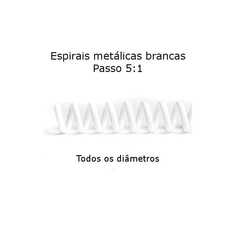 Espirais metálicas 5:1 brancas para encadernação