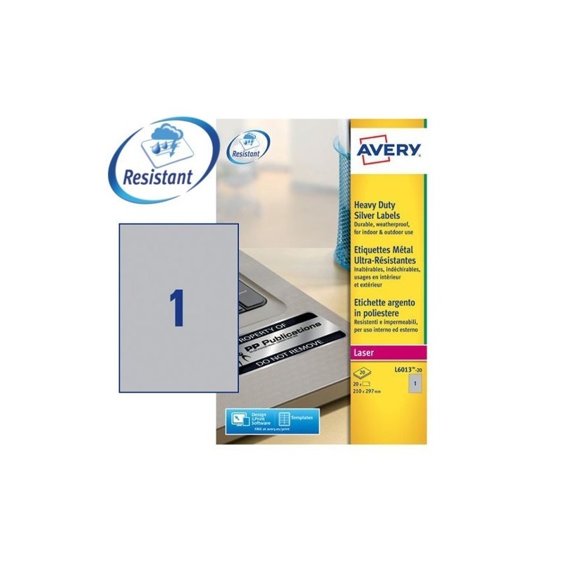 Etiquetas A4 prateadas extra fortes