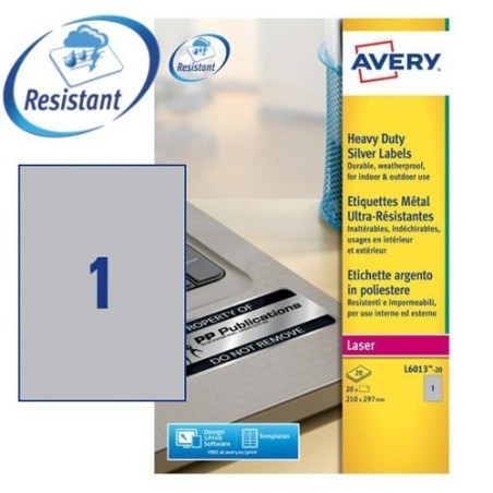 Etiquetas A4 prateadas extra fortes