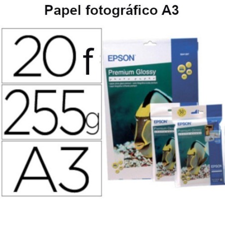 Papel fotográfico A3 Epson Premium Glossy de 255gr