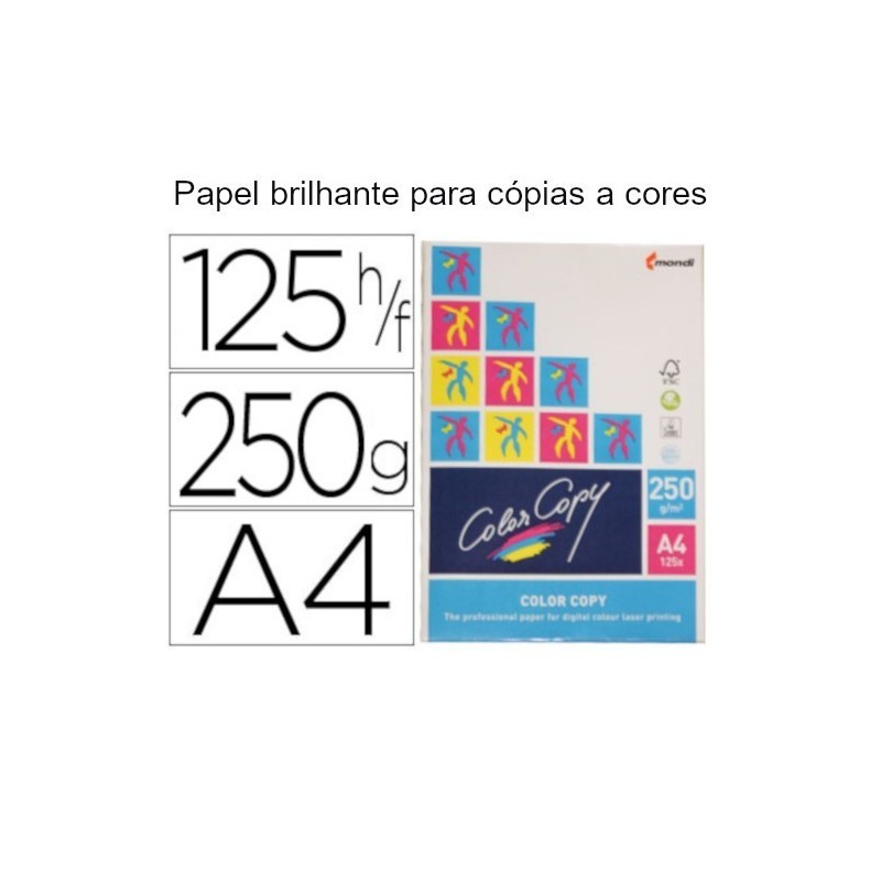Papel Color Copy A4 brilhante de 250 gr