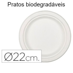Pratos descartáveis biodegradáveis com diâmetros de 22cm