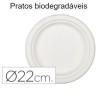 Pratos descartáveis biodegradáveis com diâmetros de 22cm