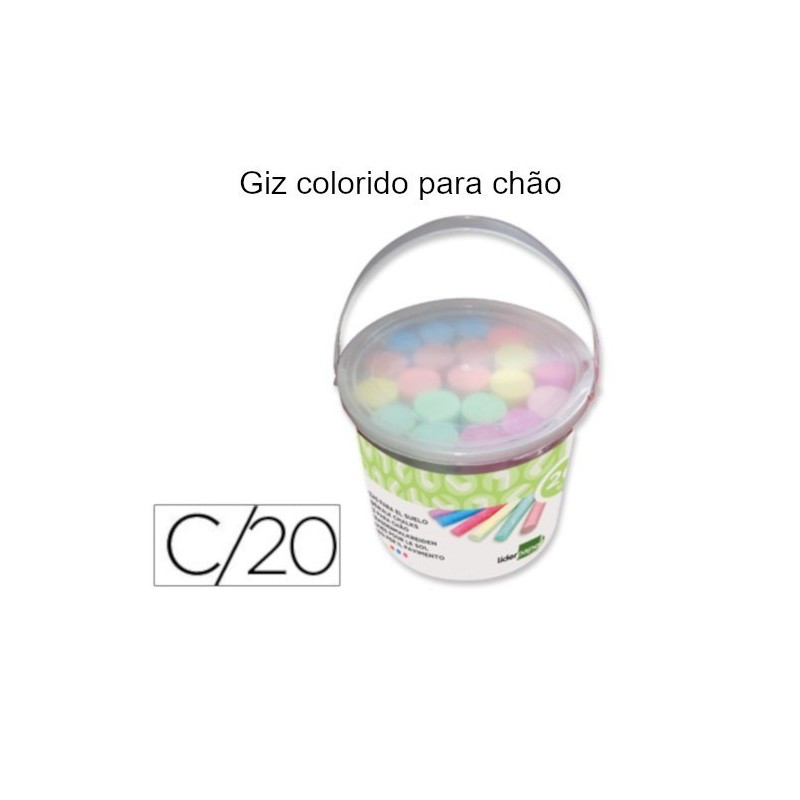 Giz colorido para chão em baldes com 20 paus