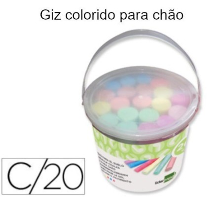Giz colorido para chão em baldes com 20 paus