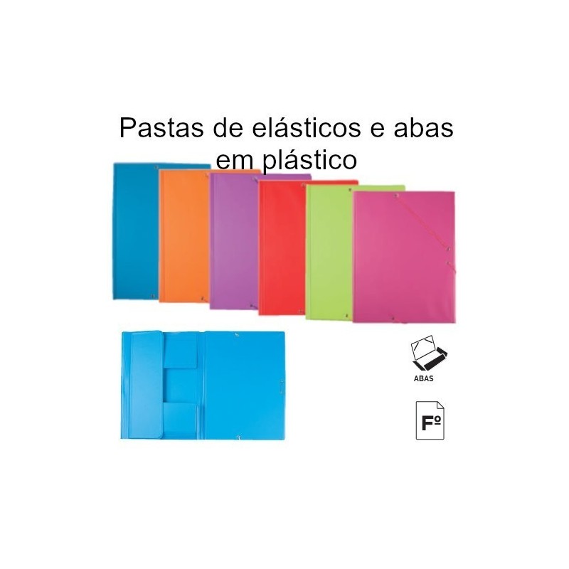 Pastas de elásticos com abas coloridas em plástico