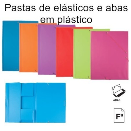 Pastas de elásticos com abas coloridas em plástico