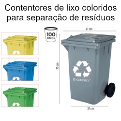 Contentor de Reciclagem Mobile Q-CONNECT 100 Litros com Rodas (Várias Cores)