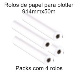 Rolos de papel para plotter 914x50m pack com 4
