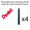 Recargas para canetas pincel tinta da china Pentel Pocket
