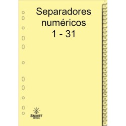 Separadores em cartolina numerados de 1 a 31