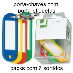 Chaveiros com Porta-Etiquetas Coloridos 58x20mm – Q-Connect / Pack 6 un.