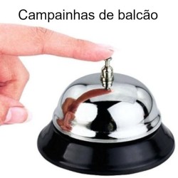 Campainha de Recepção para Balcão Q-CONNECT (85x55mm) – Base Metálica Preta e Cromada
